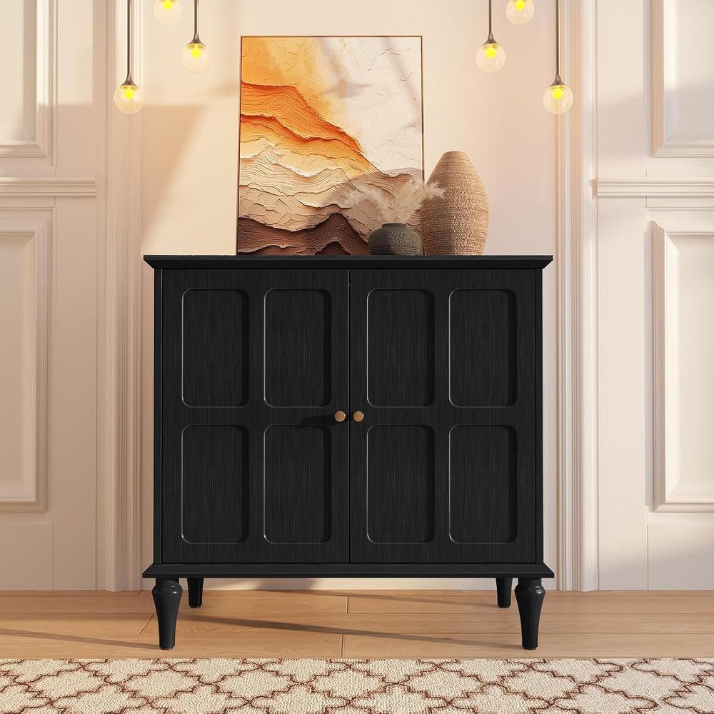 ARTPOWER Black Sideboard Buffet Cabinet with Storage, Mid-Century Modern Stor...