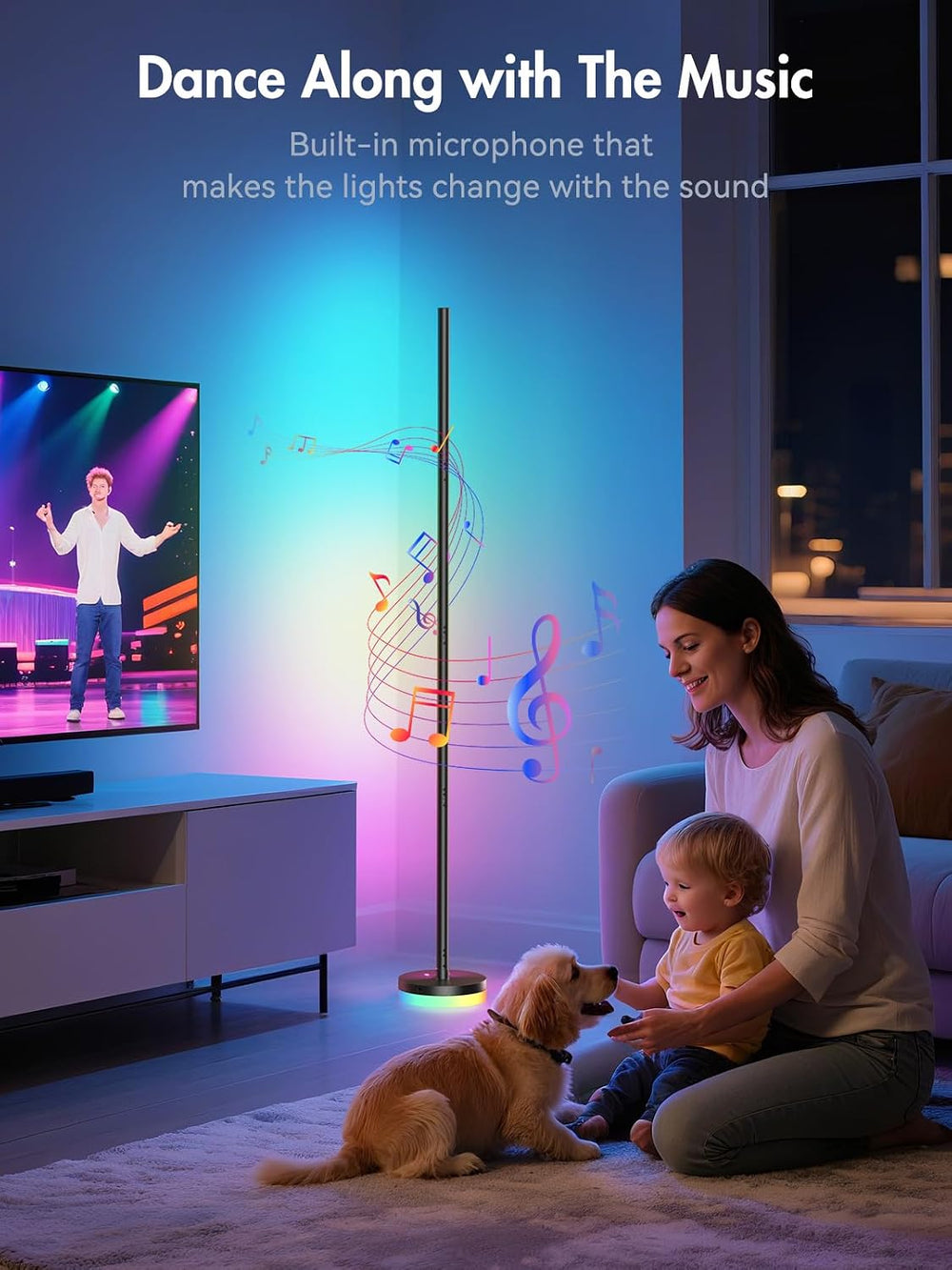 OIYN Corner Floor Lamp 2 Pack,RGBICW LED Corner Lamp with 1300lm Smart Modern...