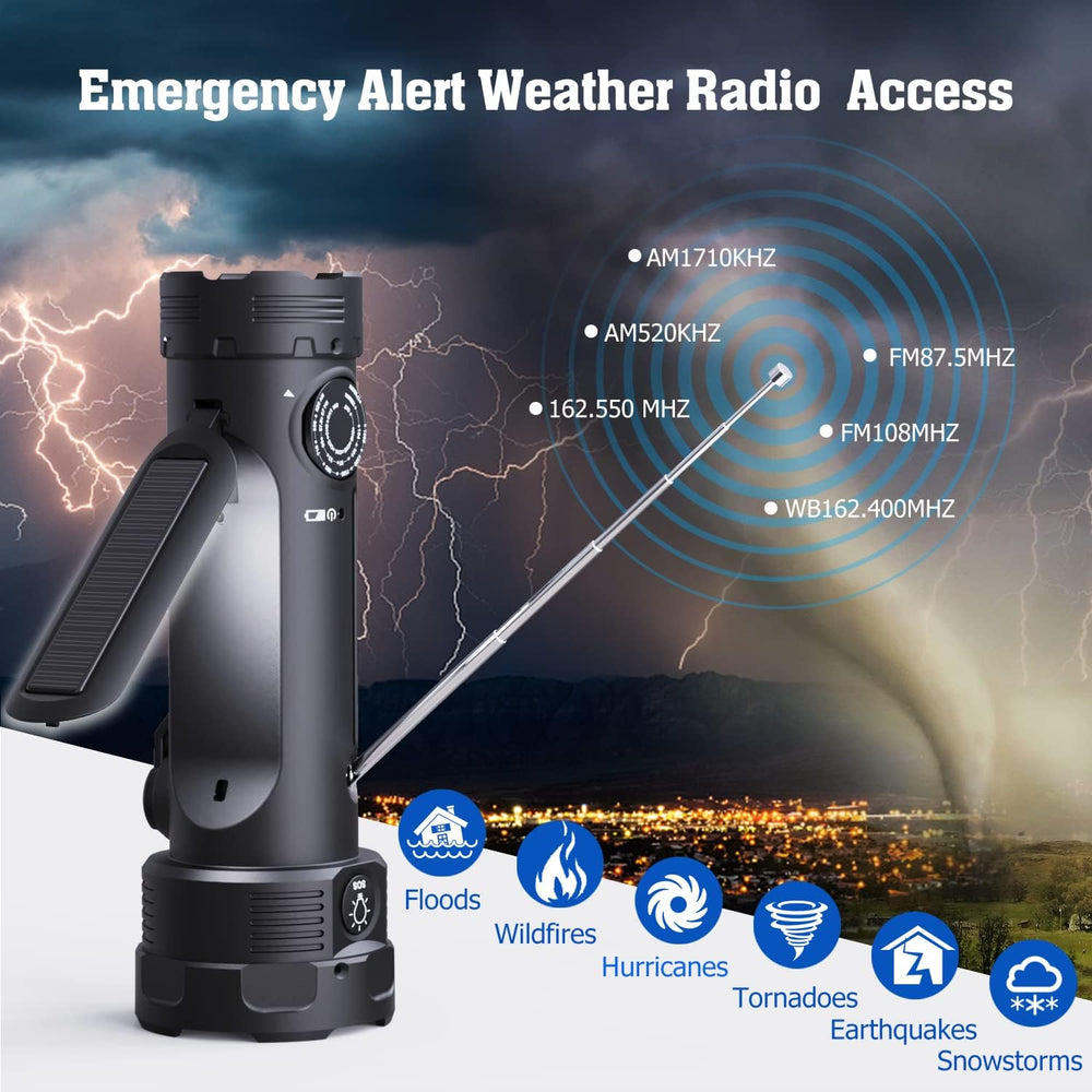NOAA Emergency Weather Radio, Portable Solar Hand Crank Flashlight Radio