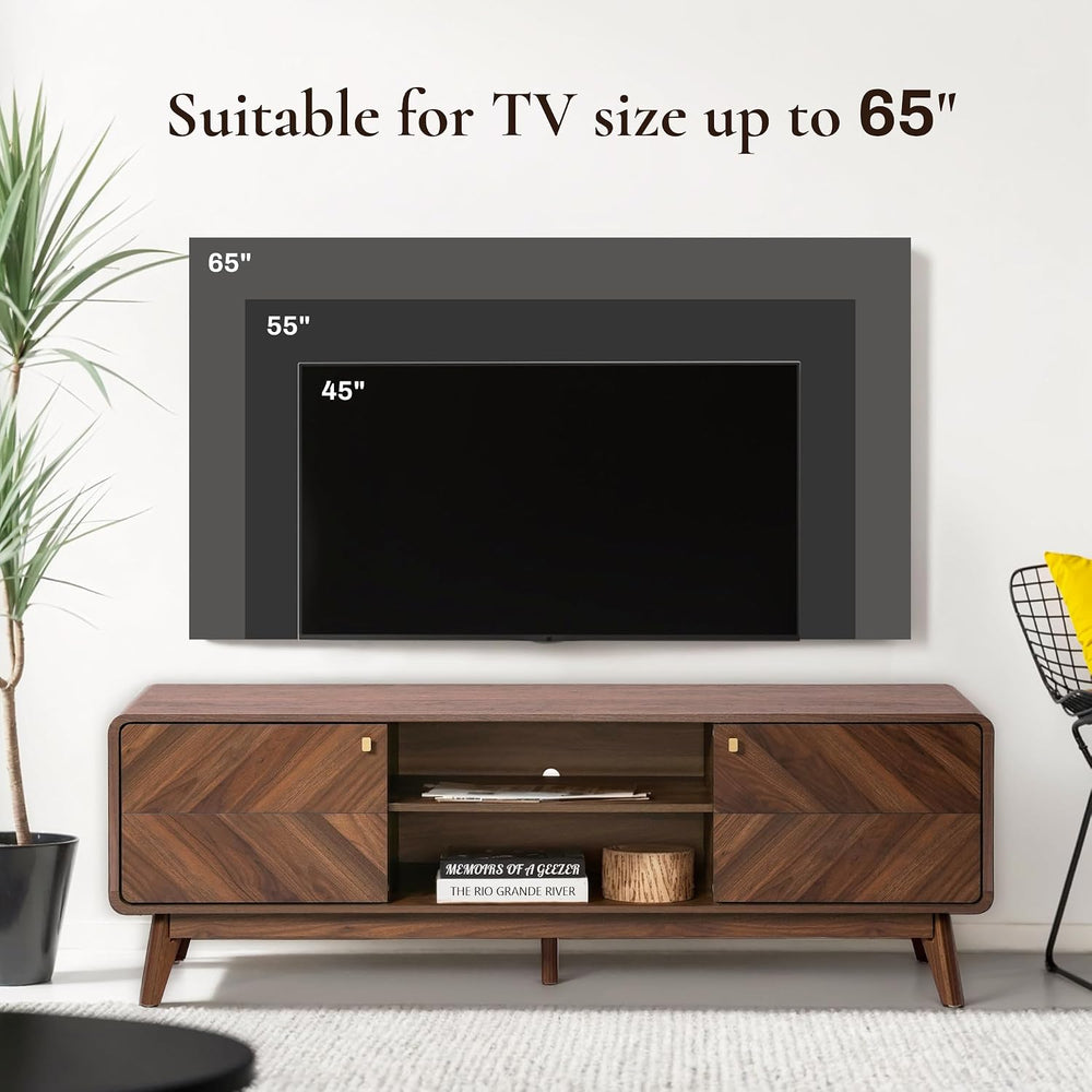 LuxenHome 63" Mid Century Modern TV Stand for Living Room for TVs up to ...
