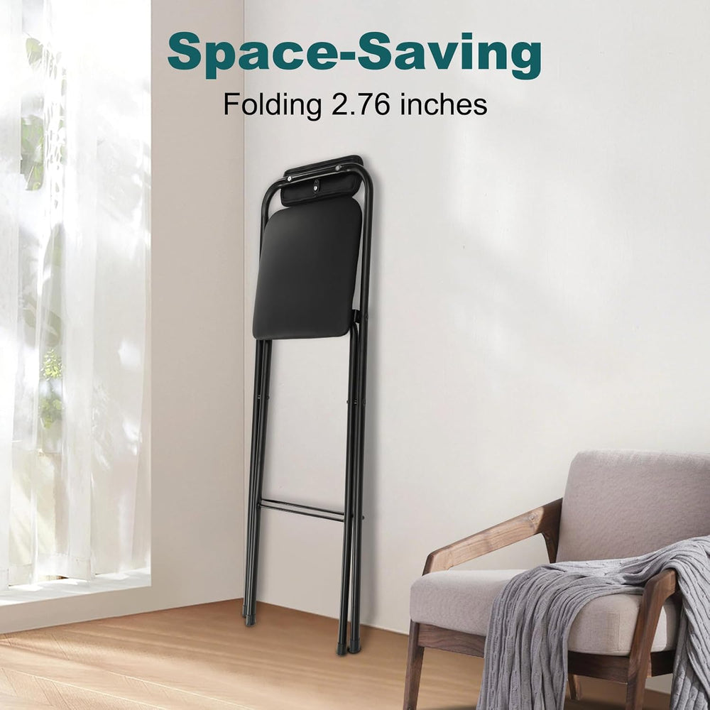 29" Tall Folding Bar Stool with Cushioned Pad and Backrest, Portable Bar...