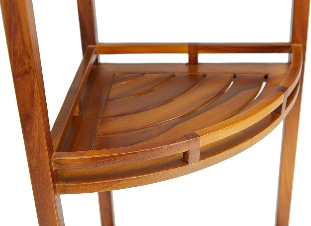 Teak Corner Shower Shelf, 3 Tier, 14Wx14Lx39.5H inches, Fully Assembled, The OM