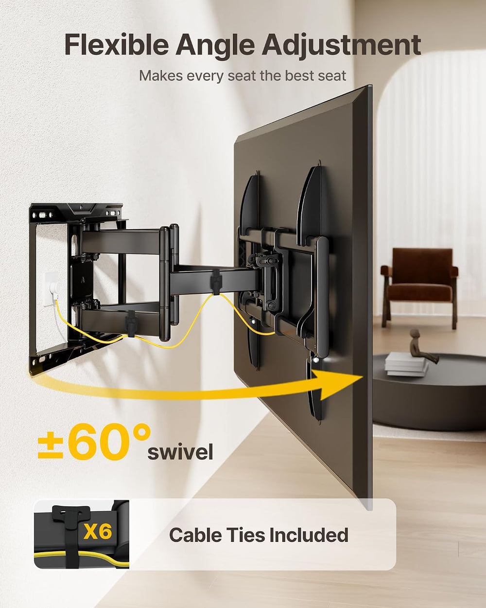 monTEK Heavy Duty Full Motion TV Wall Mount for 37-90 Inch TVs up to 165 lb |...
