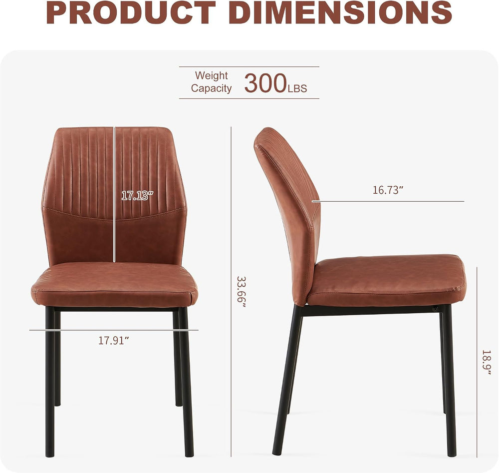 Dining Chairs Set of 6, Brown PU Leather Dining Chairs, Comfortable Upholster...