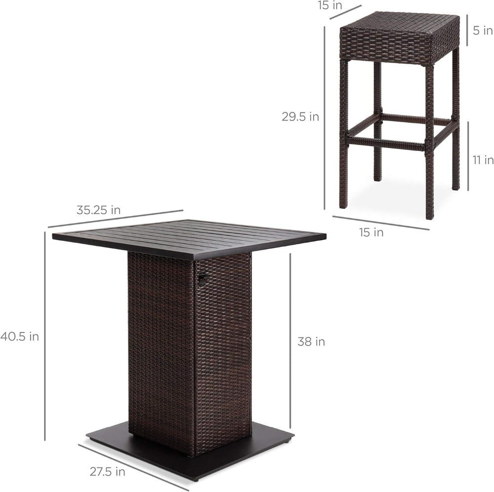 Best Choice Products 5-Piece Outdoor Wicker Bar Table Set for Patio, Poolside...