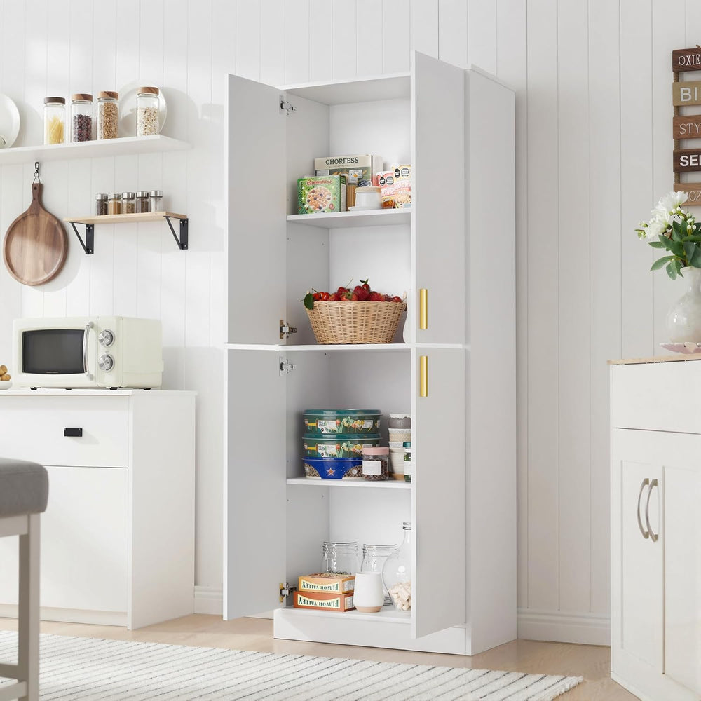 Cozy Castle Kitchen Pantry Cabinet, 71" Tall Wood Storage Cabinet with D...