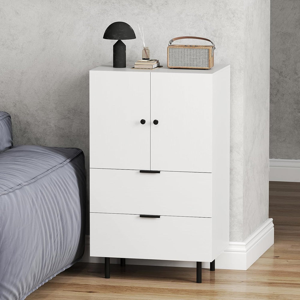 LOKO Buffet Cabinet with 2 Drawers, 2-Door Serving Cupboard with Raised Metal...