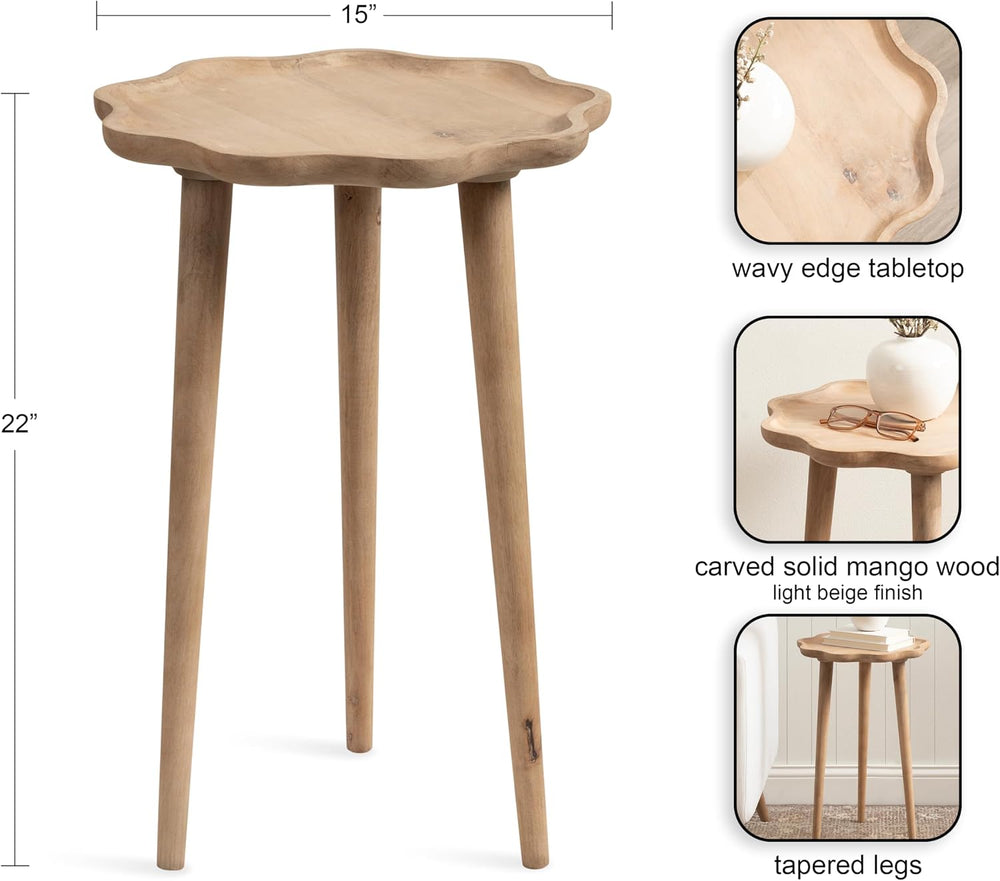 Kate and Laurel Alezar Modern Wooden Round Side Table, 15 x 15 x 22, Light Na...