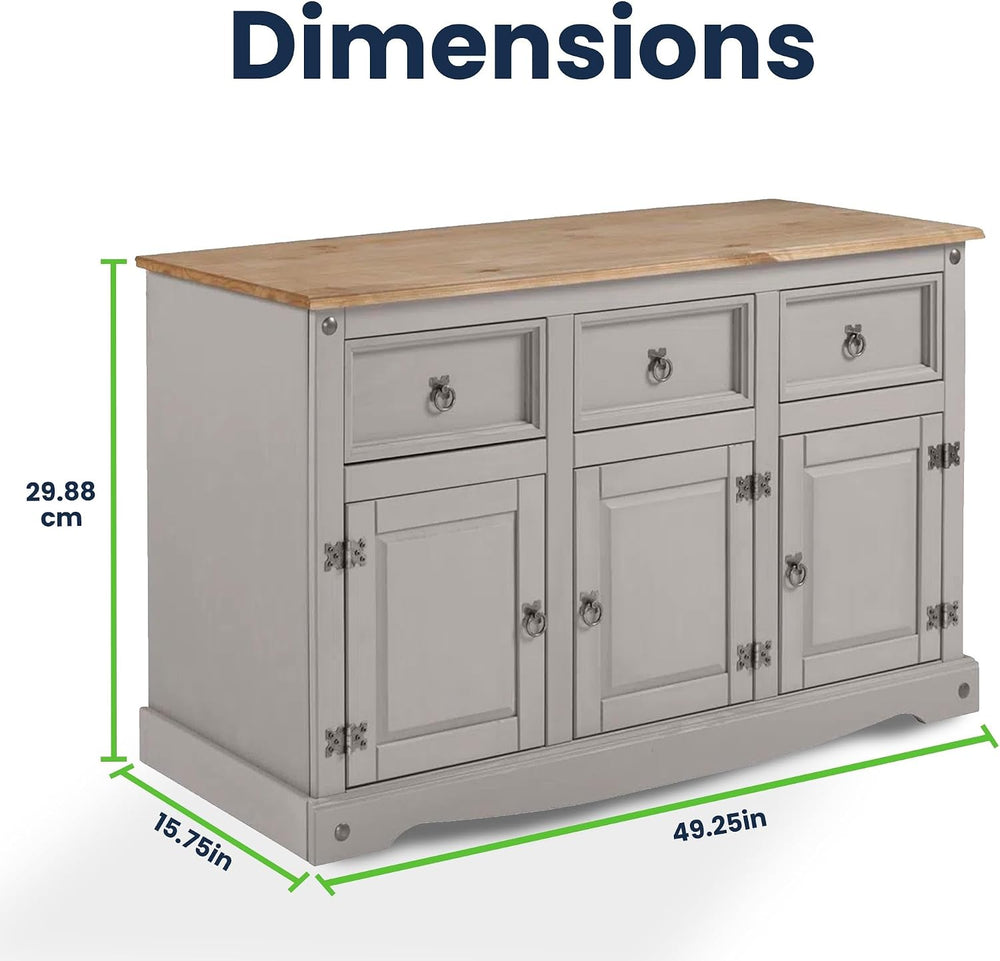 Furniture Dash Rustic Grey 6-Compartment Cabinet – Solid Wood Console Table w...