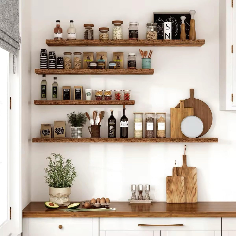 Vivelove 10 in Deep Floating Shelves 16” Set of 2, Rustic Brown