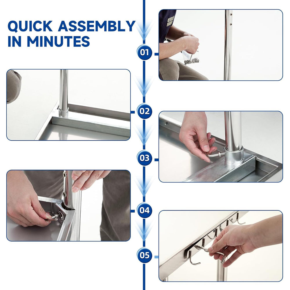 Stainless Steel Table with Wheels, Stainless Table for Prep & Work, 24x30...