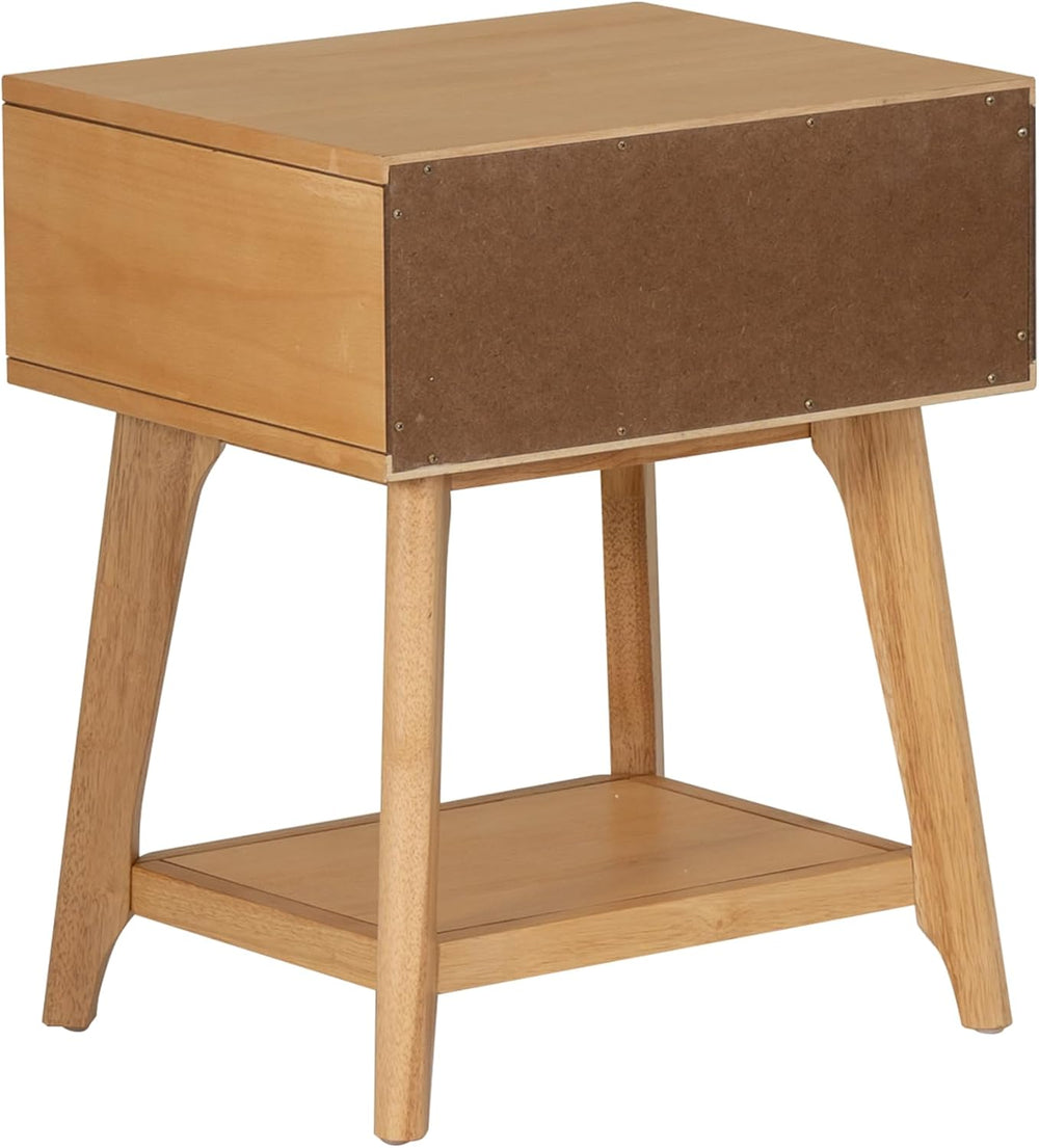 Powell Laurie Natural Wooden Side Accent Table with Cane Drawer Front
