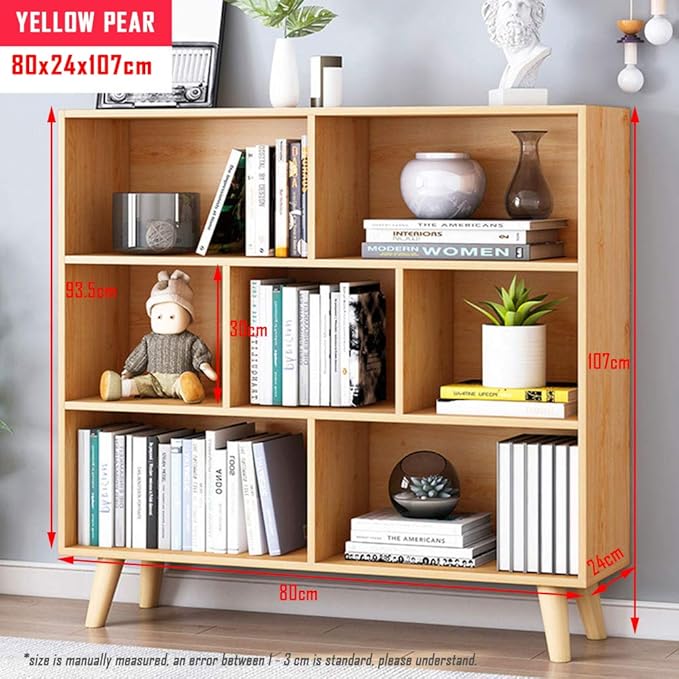 IOTXY Wooden Open Shelf Bookcase - 3-Tier Floor Standing Display Cabinet Rack...