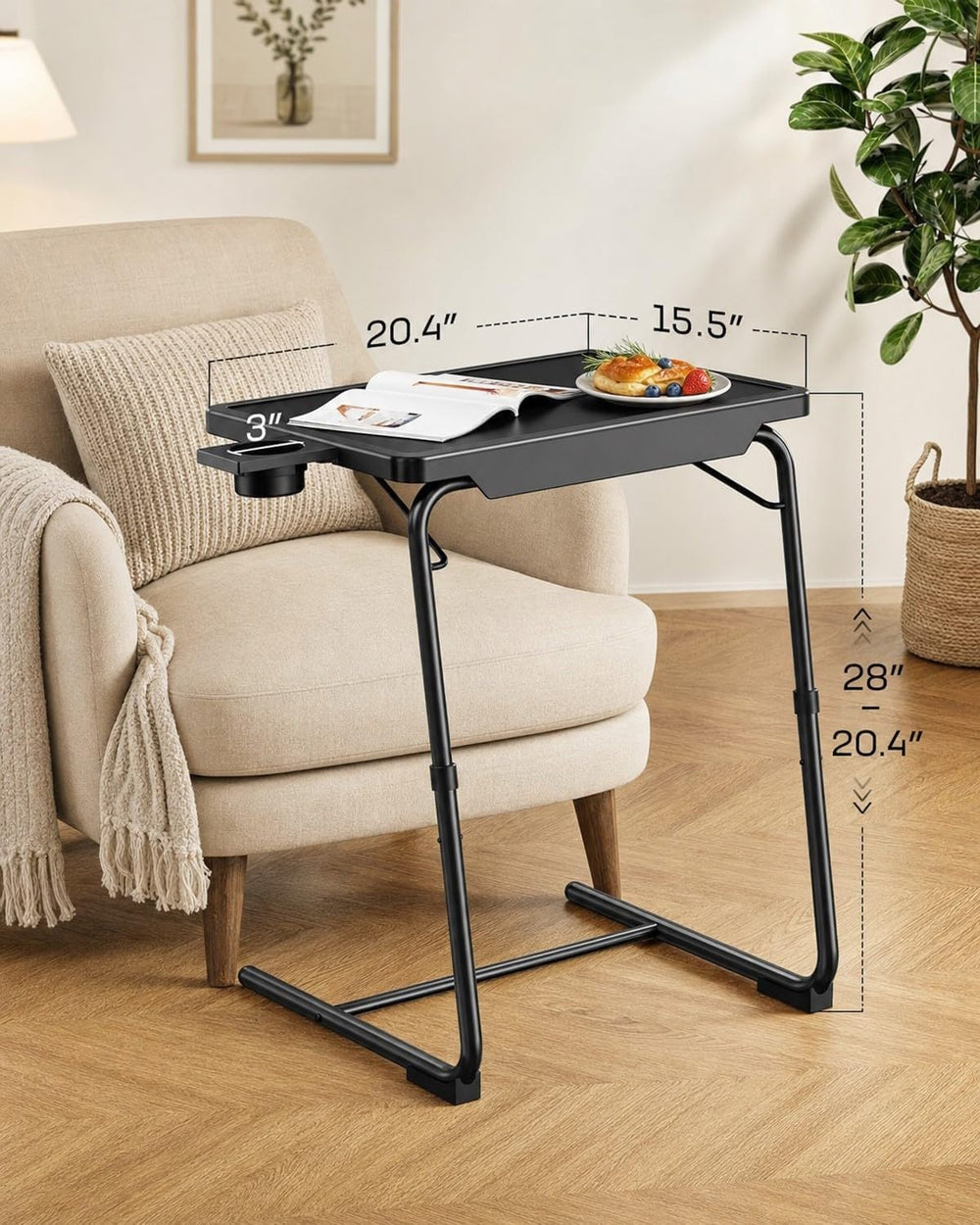 TV Tray - TV Table for Eating, Folding Table Trays with 6 Height & 3 Tilt...
