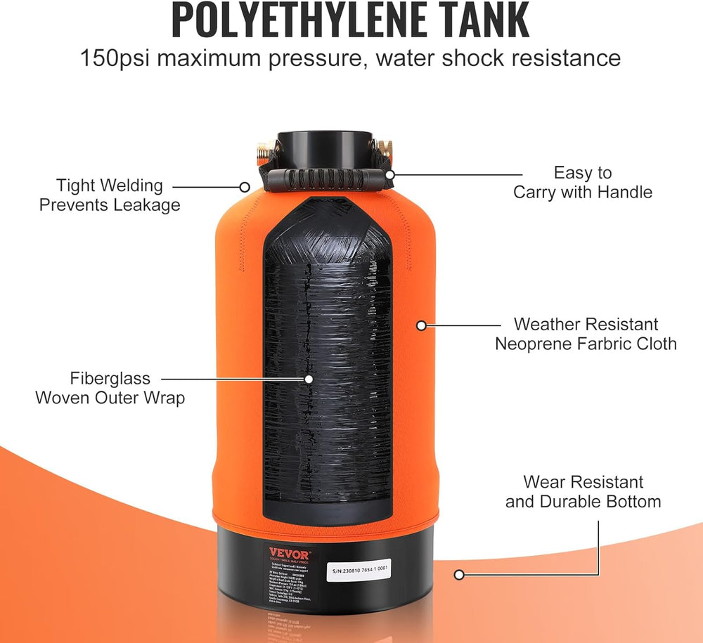 VEVOR RV Water Softener, 16,000 Grain Portable Water Softener, with 3/4"...