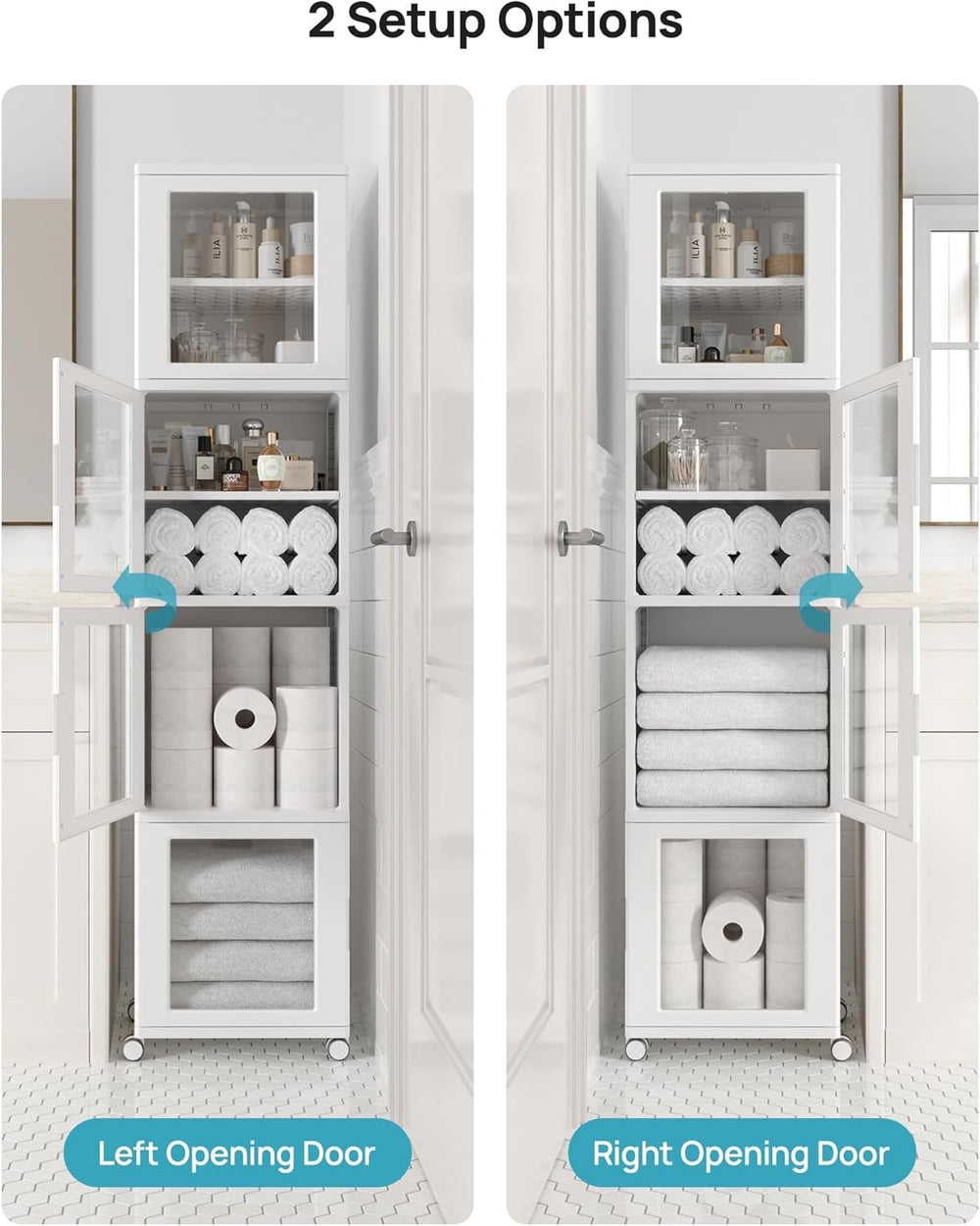 Vtopmart 63.2" Tall Slim Bathroom Storage Cabinet with 4 Adjustable Shel...