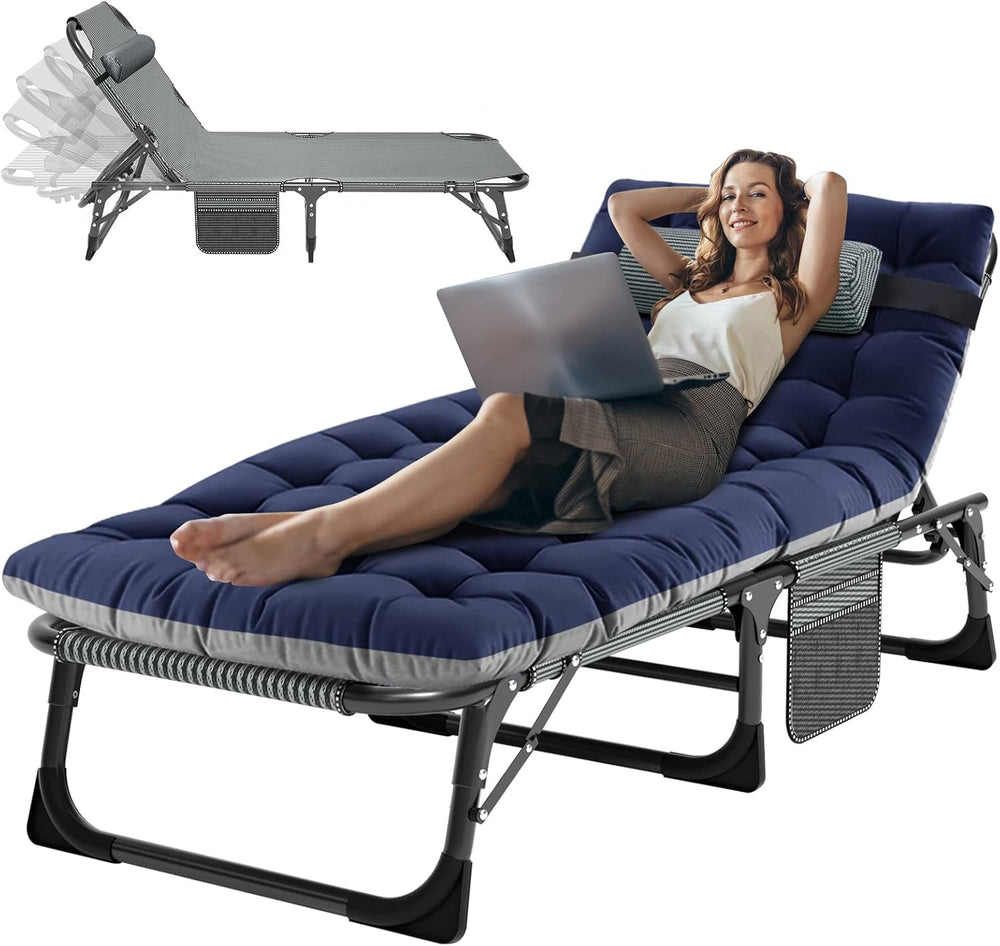 ABORON Patio Lounge Chair, Folding Adjustable Chaise Chair, Max 450LB Load