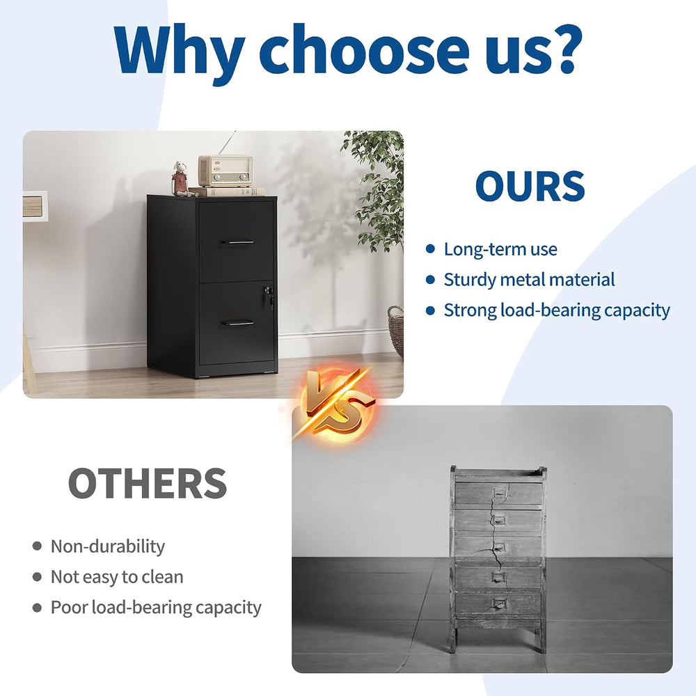 2 Drawer File Cabinet with Lock,Vertical Filing Storage Cabinet | Filing Cabi...