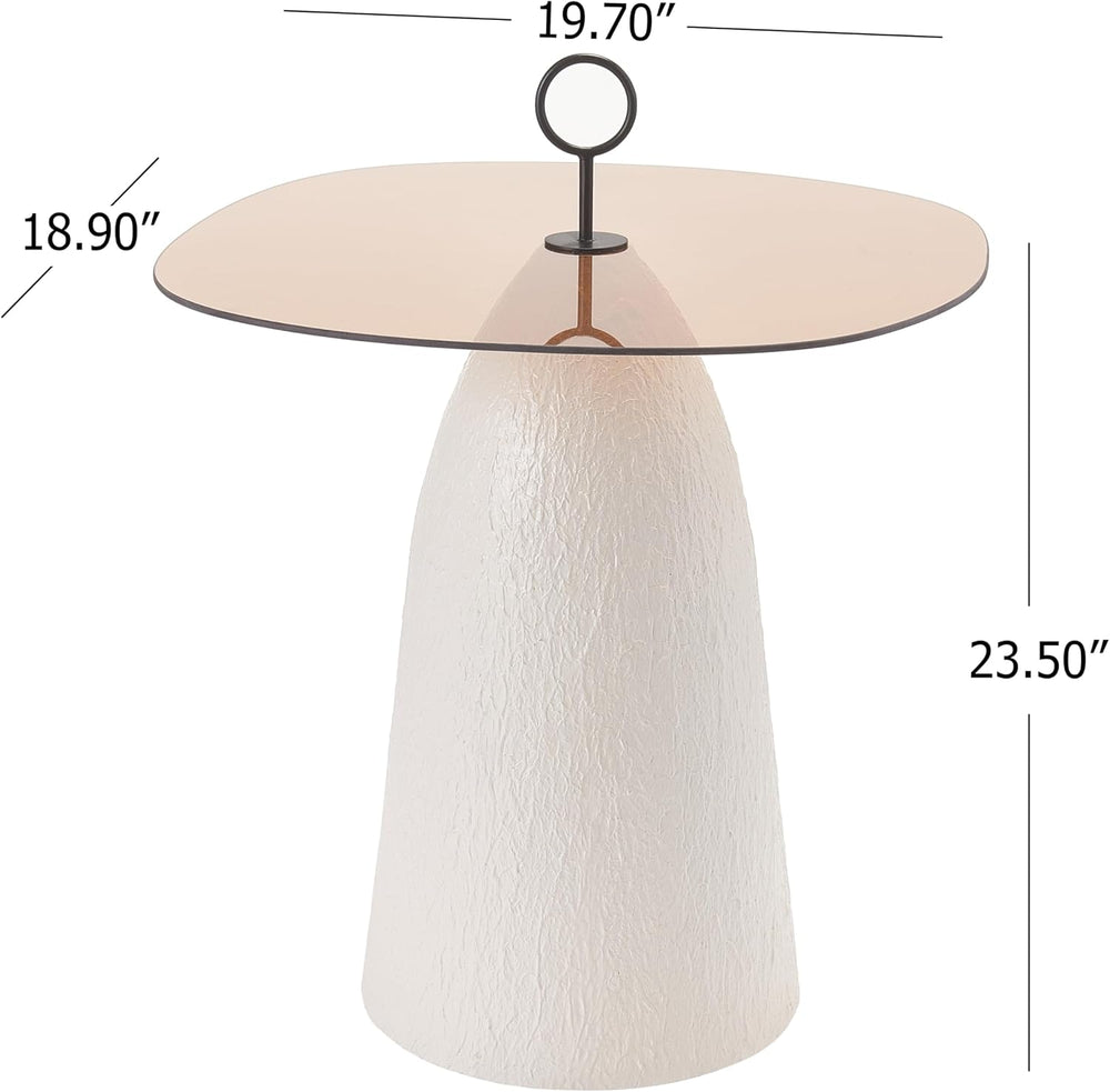 Christopher Knight Home Bruce Modern Coffee Table, Round Side Table with Glas...