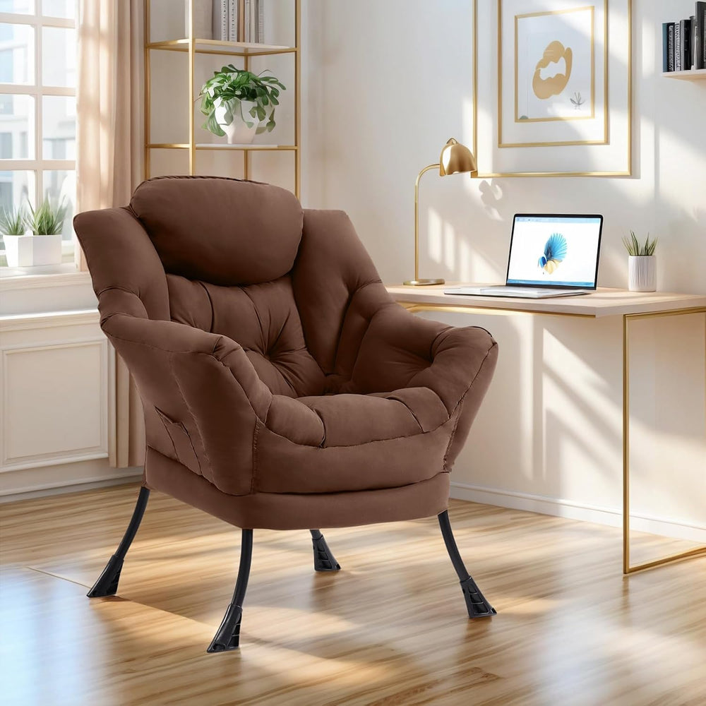 Furlide Lazy Chair for Living Room, Modern Accent Chairs with Armrests, Dark ...
