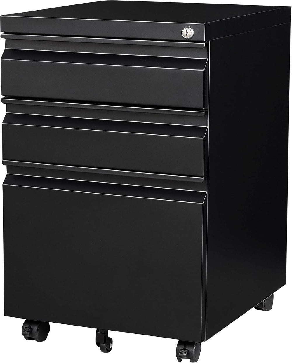 SISESOL 3 Drawer Mobile File Cabinet with Lock,Black Under Desk File Cabinets...