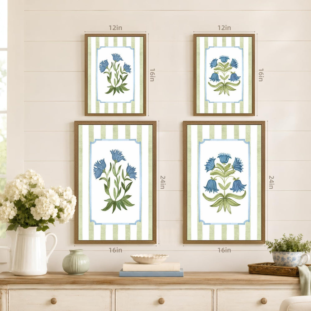 MueyHel Blue Botanical Bathroom Wall Art Set of 2, Wood Framed 12x16 Inch