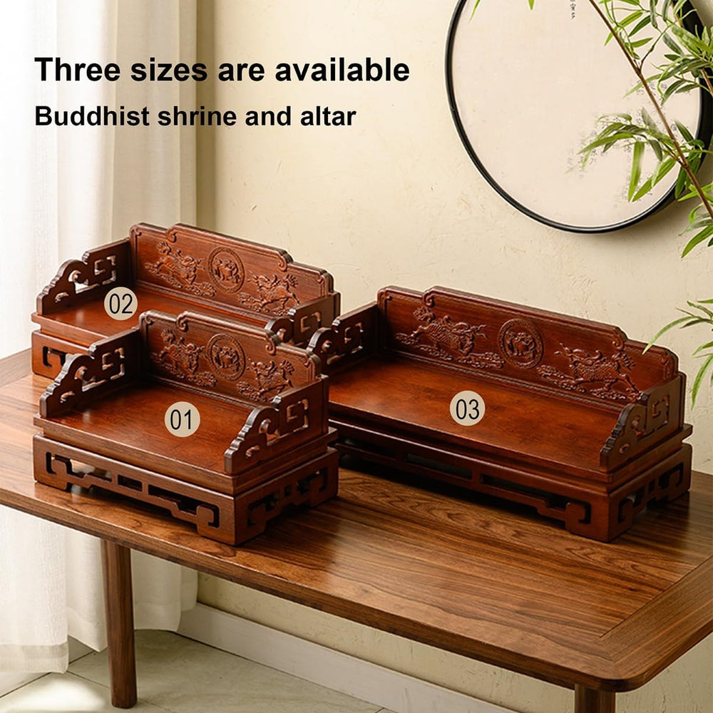 Bamboo Buddha Altar Cabinet, Prayer Meditation Table, Chinese Carving Buddhis...