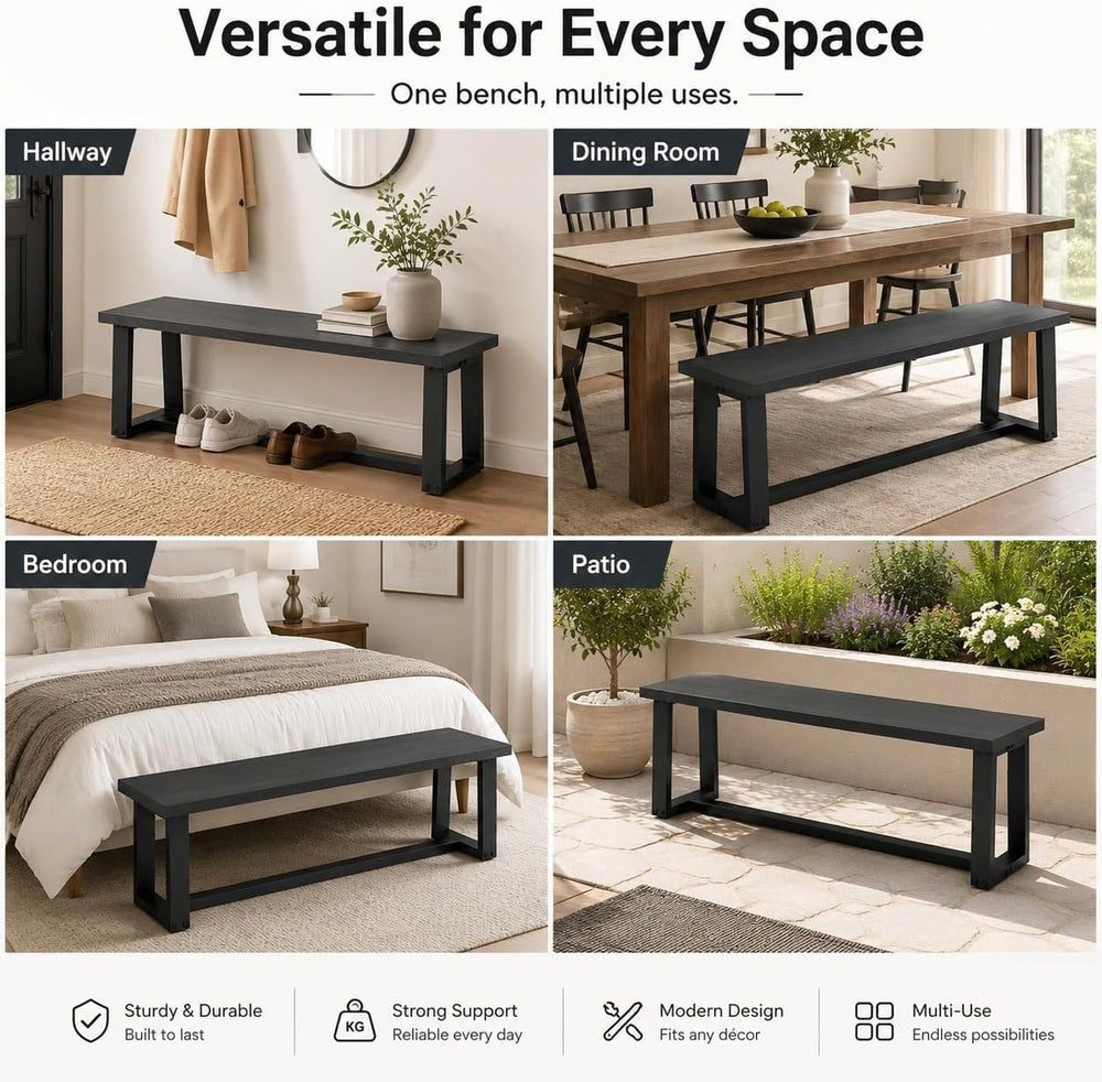 NAFORT Dining Bench, Solid Wood Entryway Bench, Heavy-Duty Outdoor Bench, Mod...