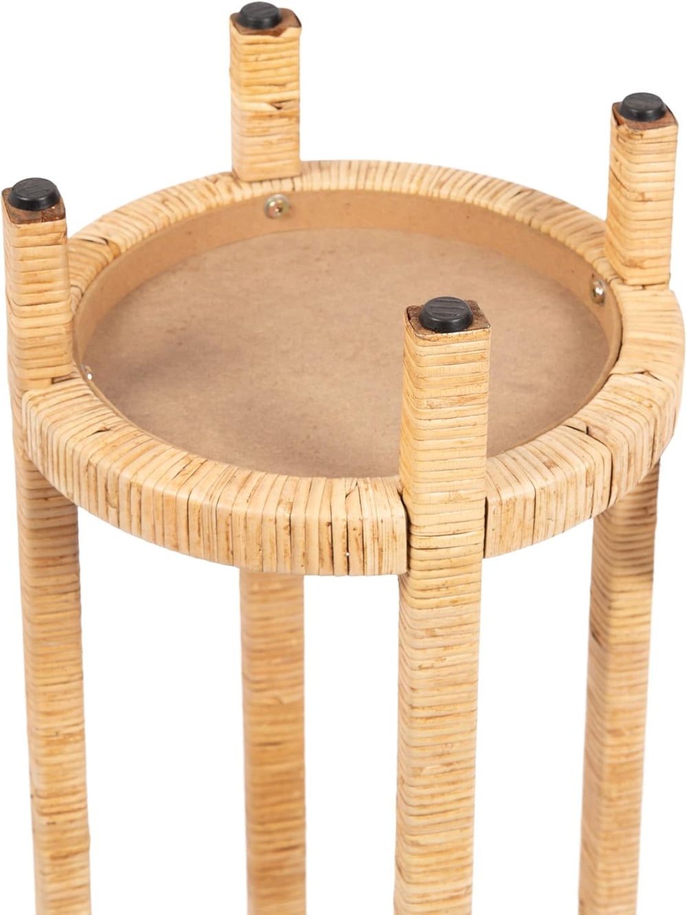 Kate and Laurel Rafina Round Rattan Drink Table, 13 x 13 x 28, Natural Brown,...