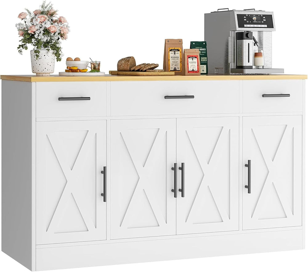 Vongrasig Buffet Cabinet with Storage, Farmhouse Coffee Bar Cabinet with Draw...