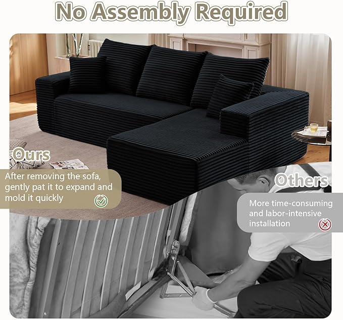 107" Modular Sectional Couches for Living Room, Comfy L Shaped Cloud Cou...