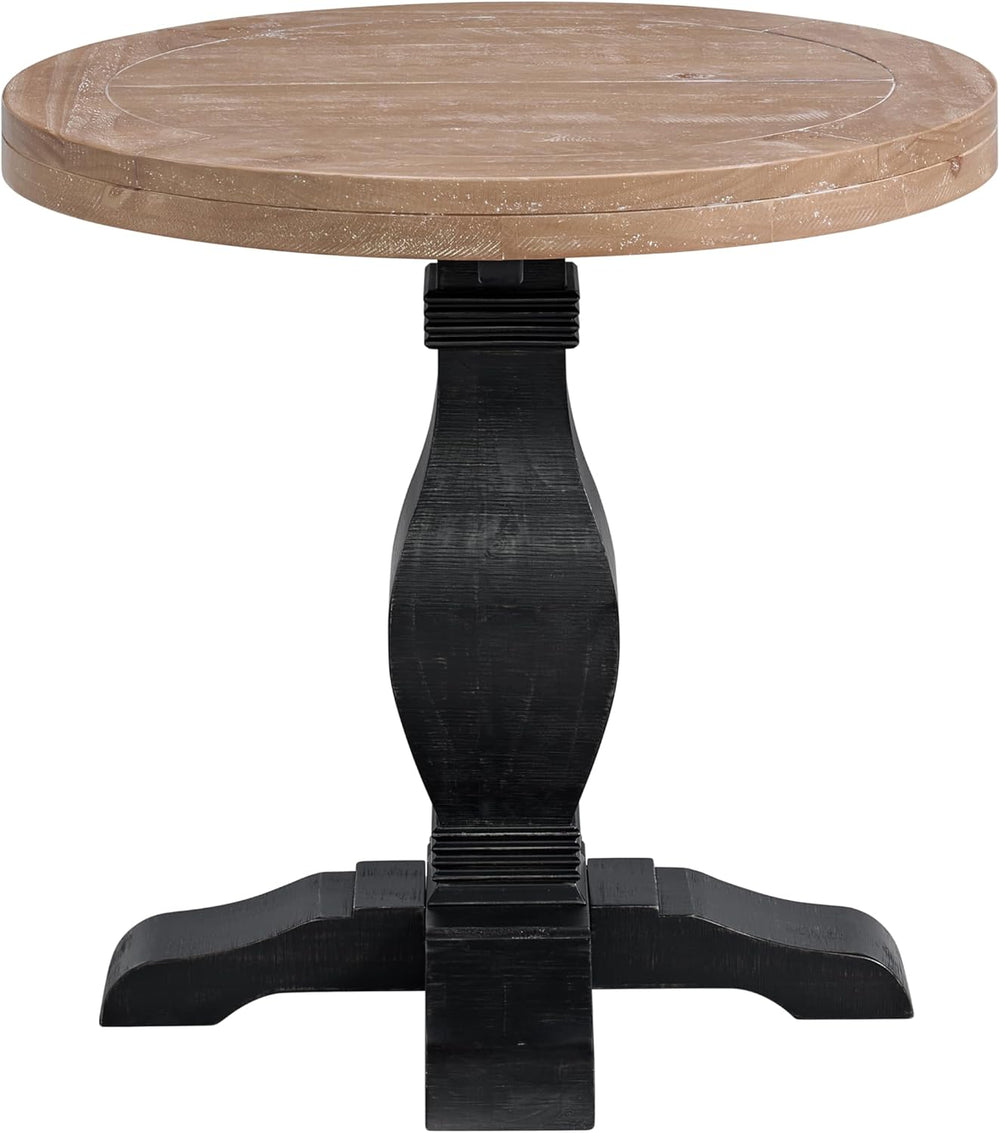 Martin Svensson Home Napa Solid Wood Pedestal End Table, Black and Driftwood