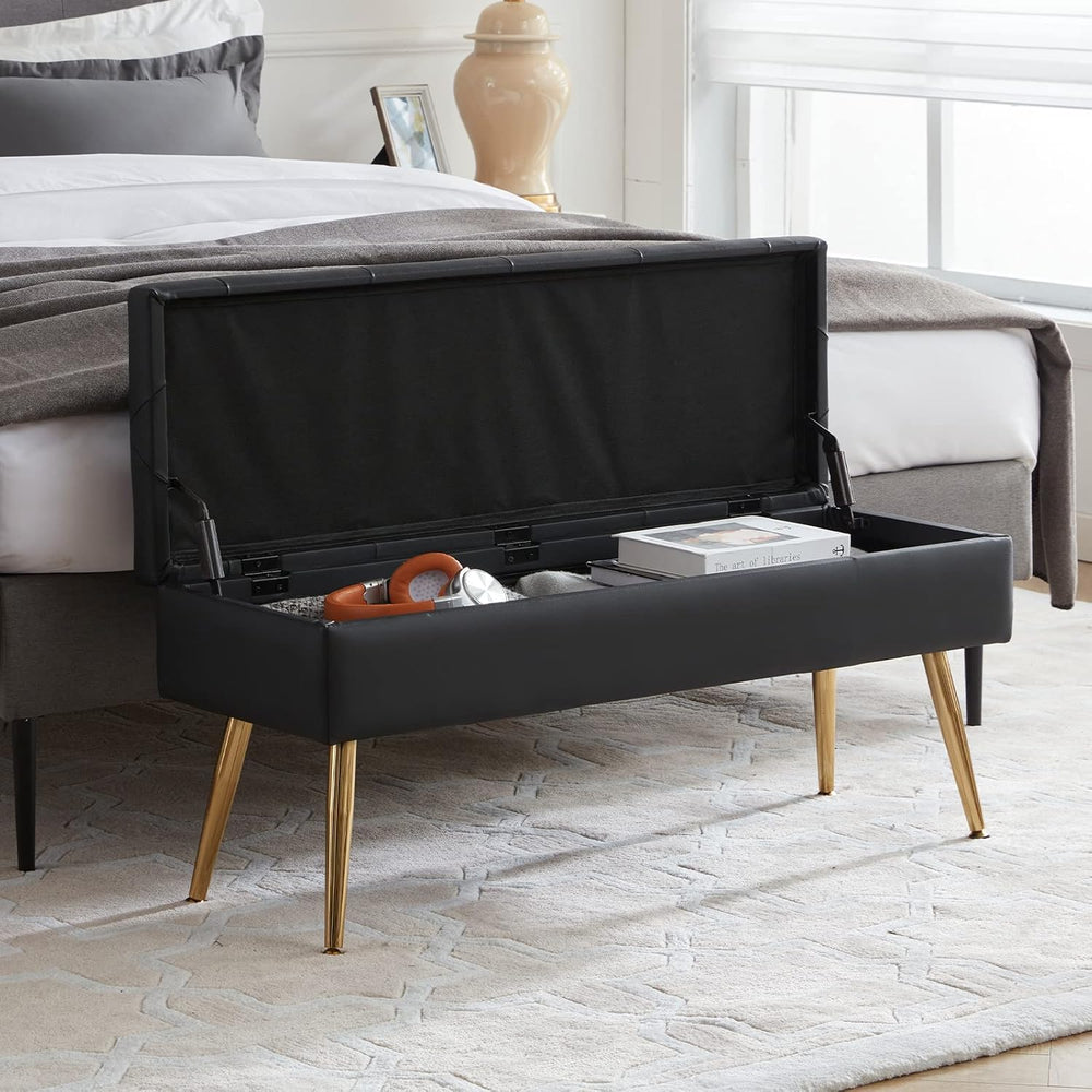 Gitrah Storage Bench Entryway Bench End of Bed Bench Ottoman Upholstered Faux...