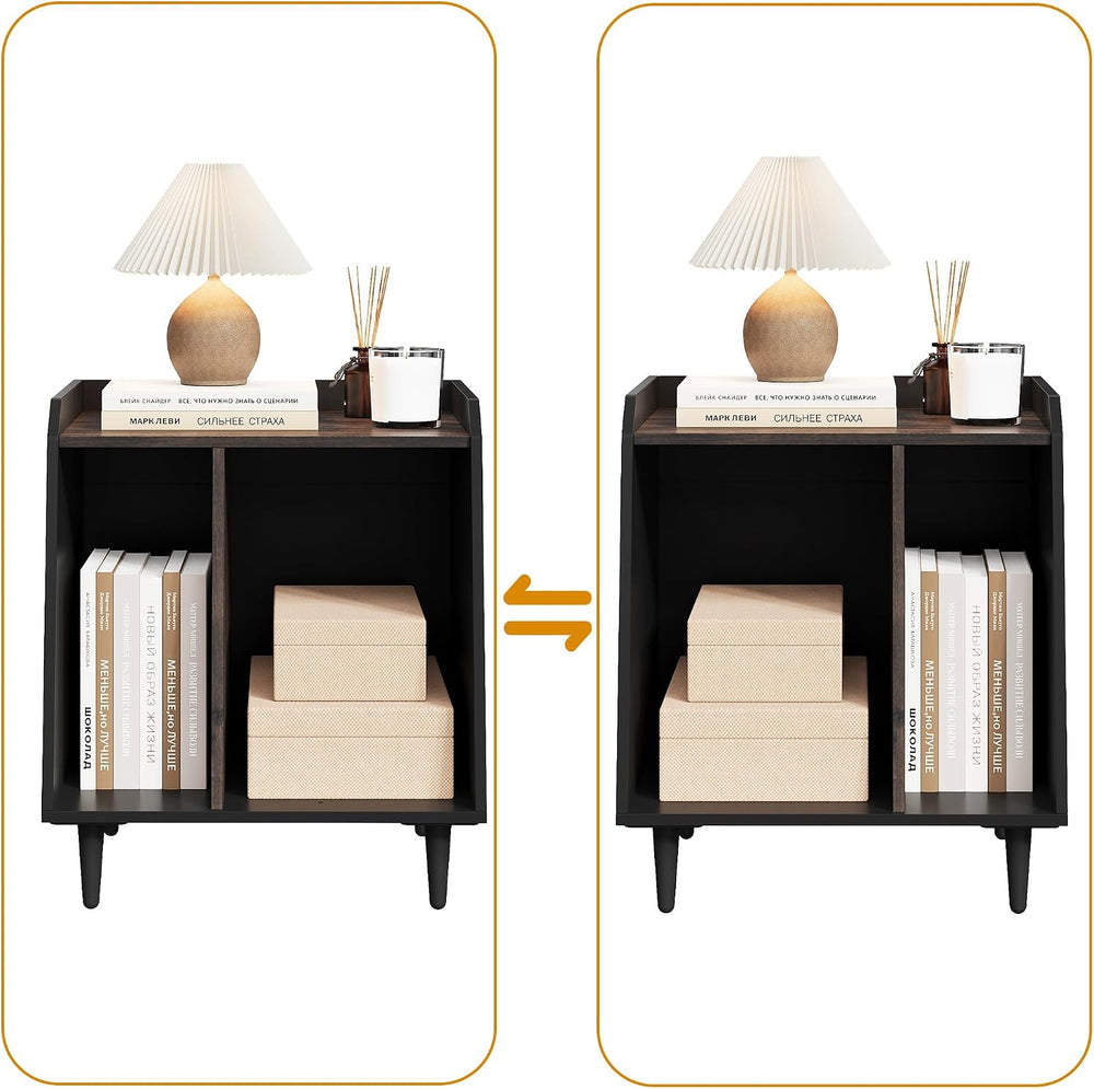Rresyet End Table, Side Table with Adjustable Divided Shelves, Wooden Storage...