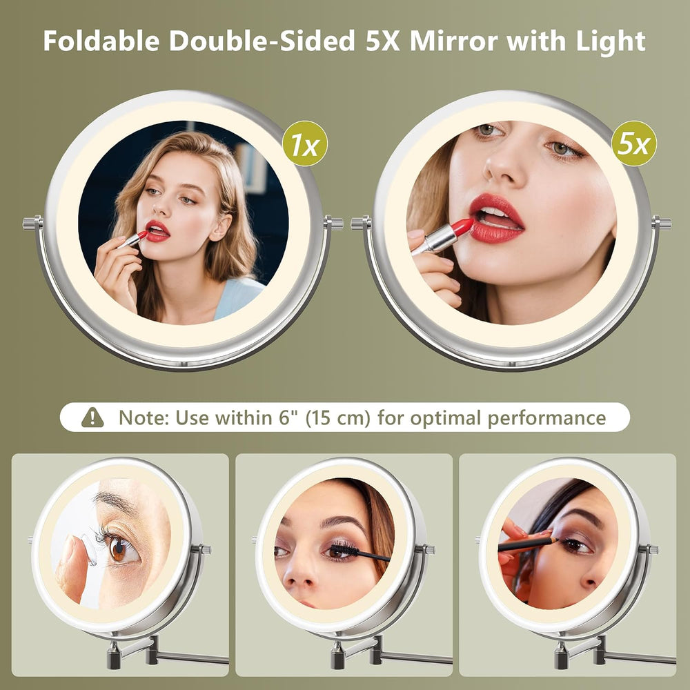 Einhomn Vanity Desk w/5x Magnifying Mirror, Fluted Makeup Vanity w/Mirror and...
