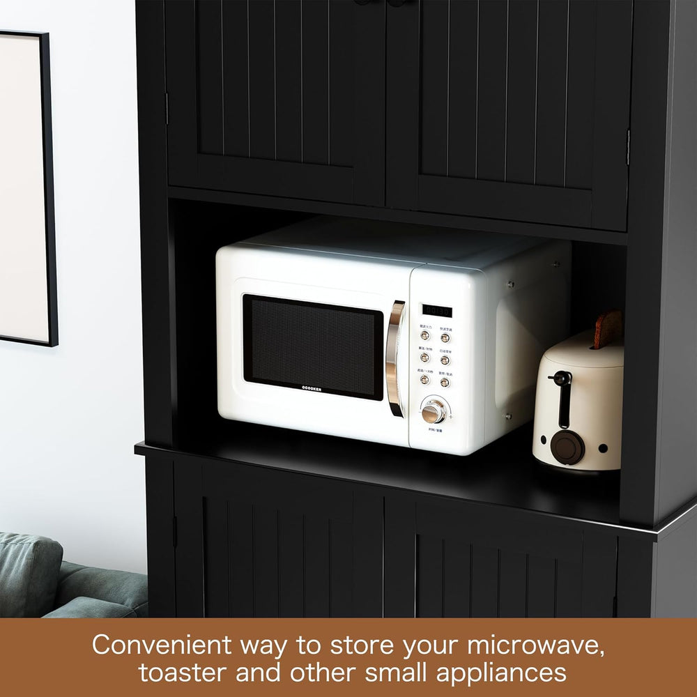 HLR 72" Kitchen Pantry Storage Cabinet with Open Countertop, Freestandin...