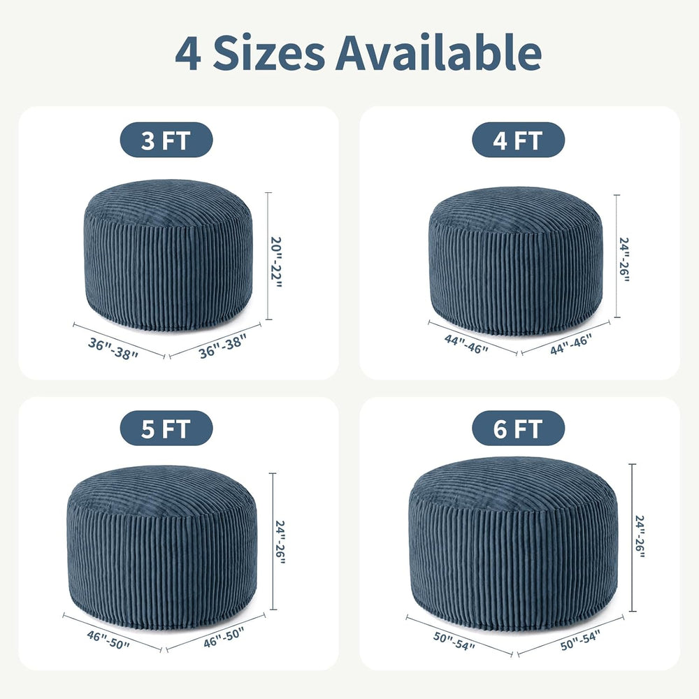 3FT Bean Bag Chairs for Adults, Medium Memory Foam Beanbags with Machine-Wash...