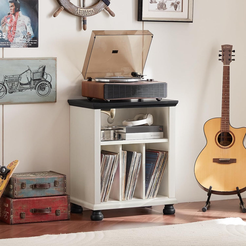 Joaxswe 24" Wide Record Player Stand with Vinyl Record Storage, White