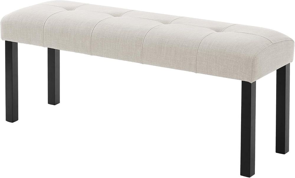 Dining Bench, Rubber Wood Dining Room Bench with Linen Upholstered Seat, for ...