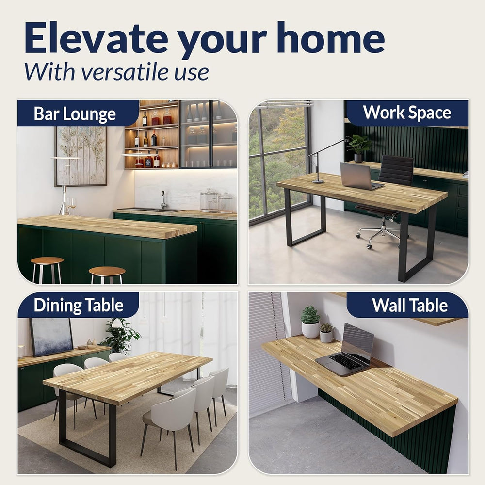 Acacia Butcher Block Countertop 60 x 30 x 1.5 Inches, Unfinished Solid Wood T...