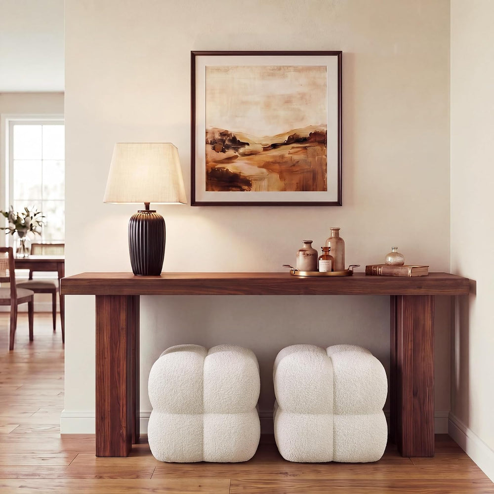 Zesthouse Square Pouf Ottoman Footstool, Modern Vanity Chair for Bedroom