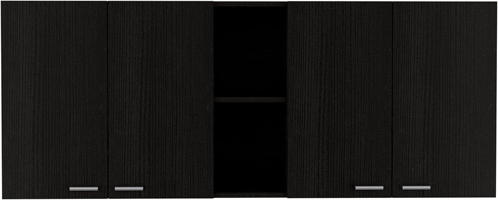 2-Piece Kitchen Set (Black/White) – 150cm Wall Cabinet + Utility Sink with Ca...