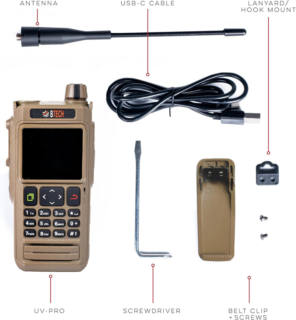 BTECH UV-PRO (TAN) IP67 Dual Band VHF/UHF Two-Way Radio - APRS, Bluetooth, GP...