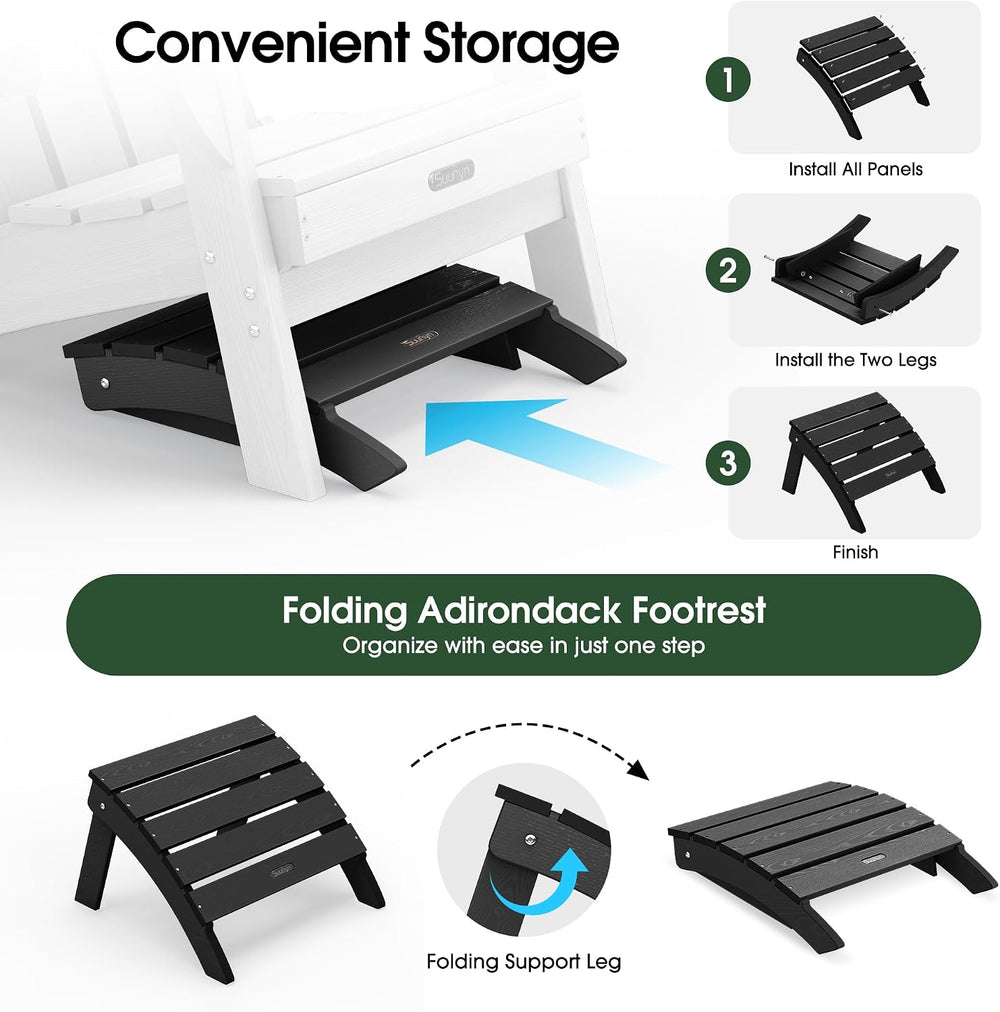 Adirondack Ottoman Footrest for Adirondack Chair, All-Weather HDPE Outdoor Fo...