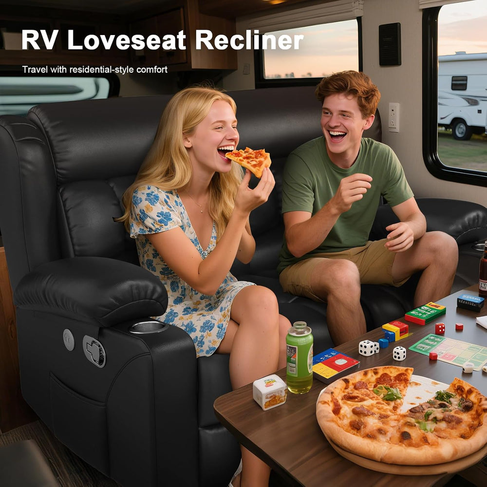 RV Loveseat Recliner Sofa, Reclining Loveseat Home Theater Seating with USB P...