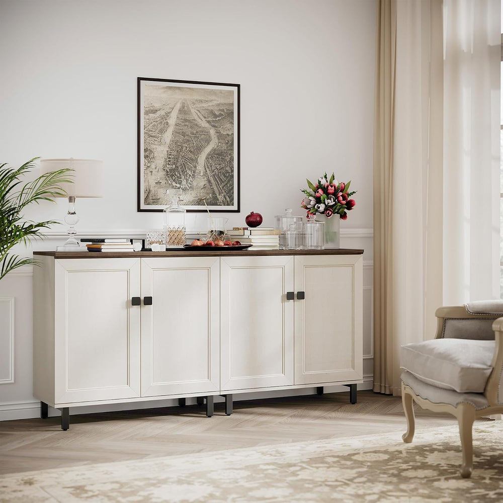 FENSULN Buffet Sideboard Cabinet Farmhouse Modern 2 in 1 Storage Cabinet with...