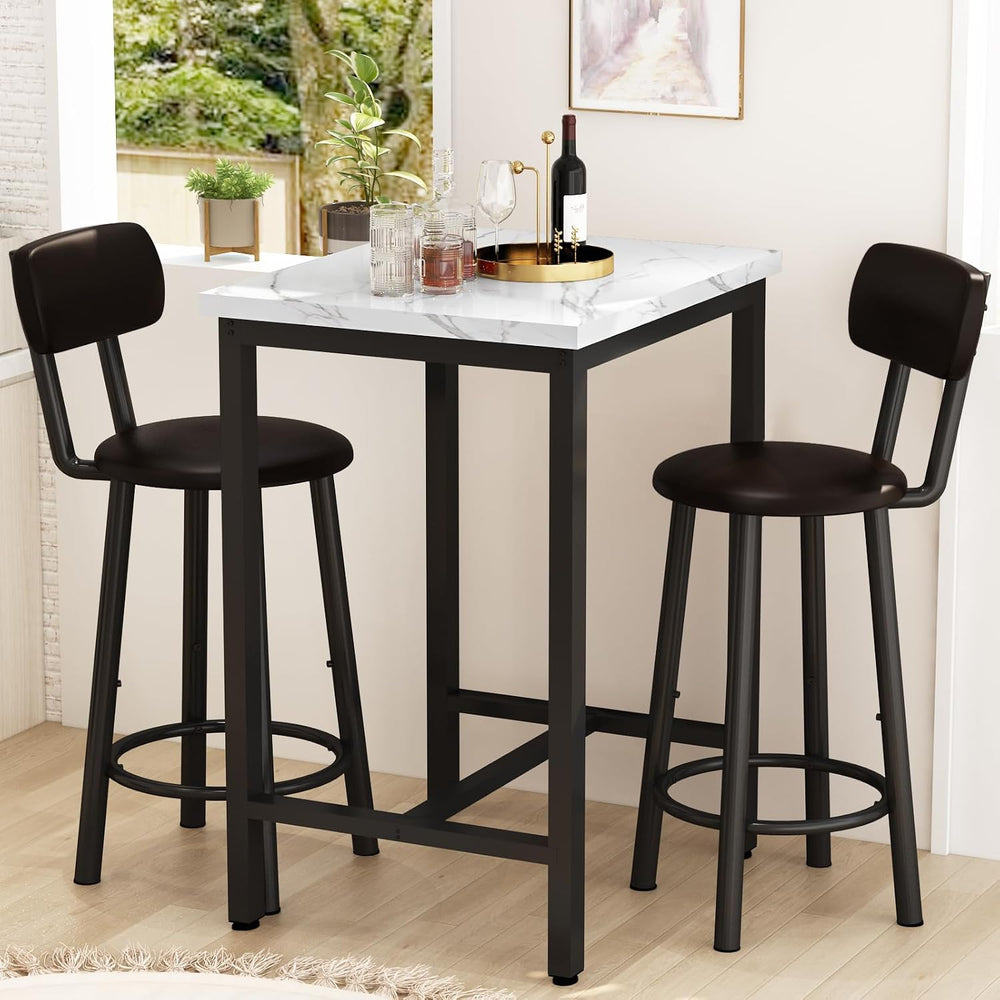 DKLGG Dining Table Set for 2, 24" Square Kitchen Table and Chairs Set wi...