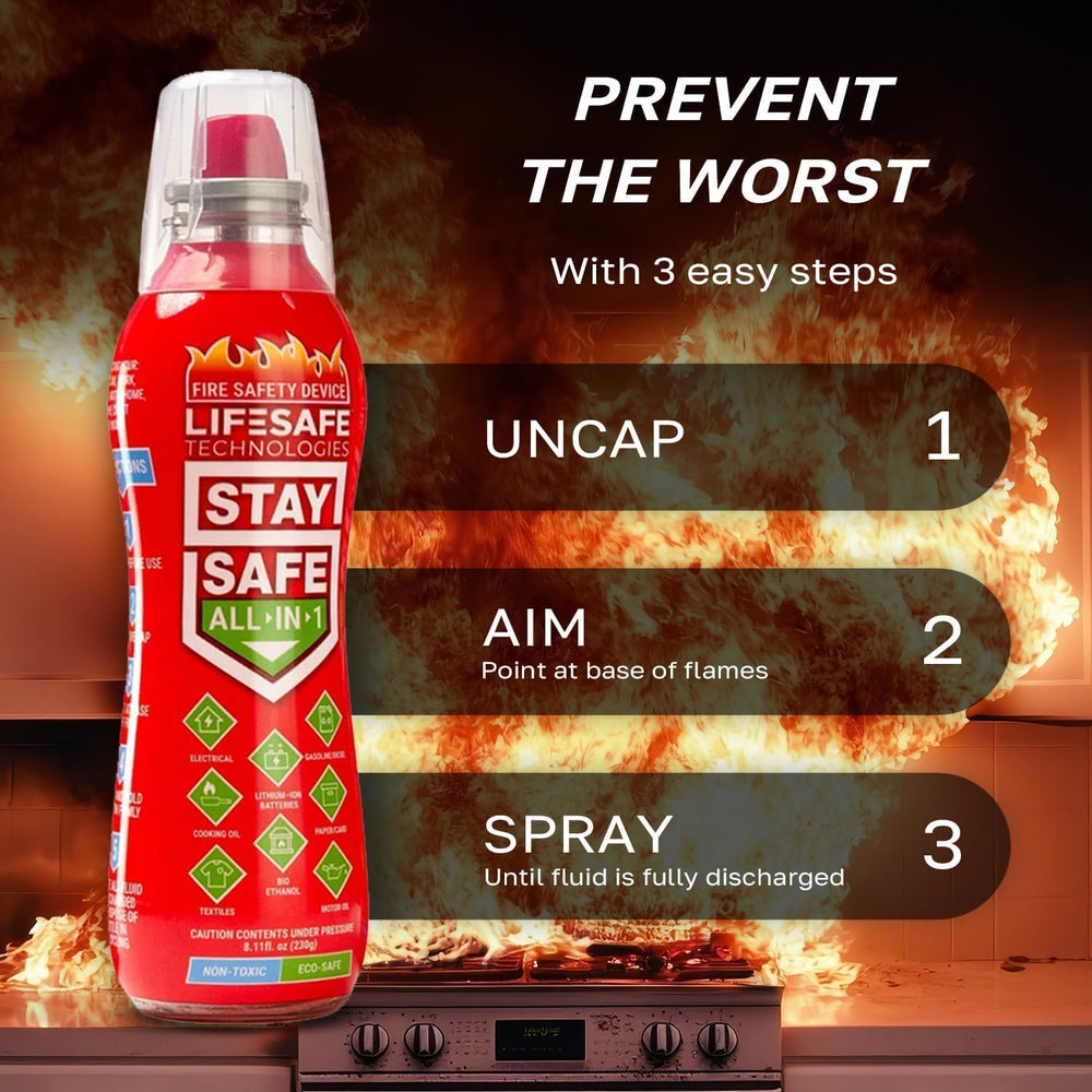 StaySafe All-in-1 Portable Fire Extinguishing Spray By LifeSafe Technologies ...