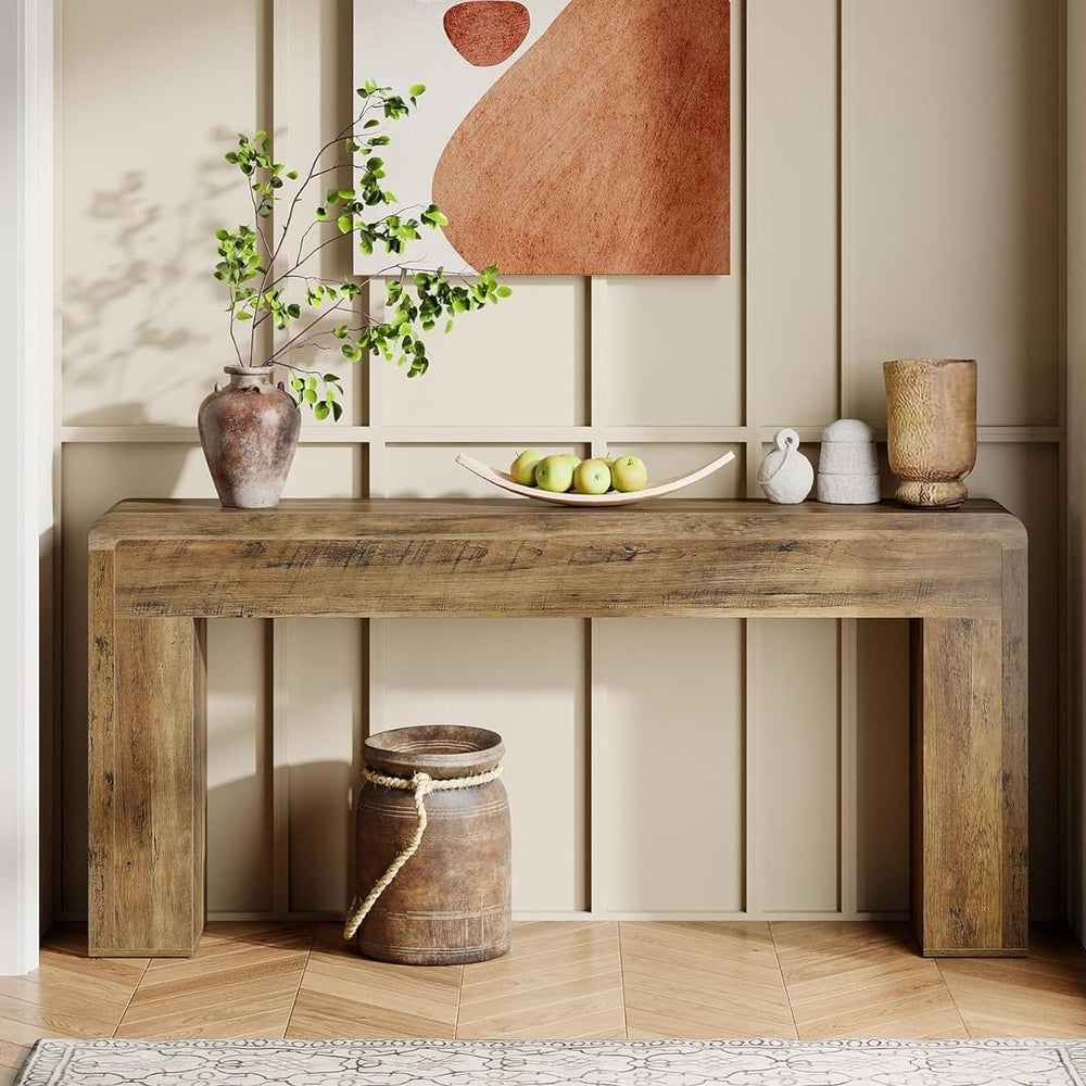 Tribesigns 70.9-Inch Extra Long Console Table | Rustic Wooden Sofa Table Behi...
