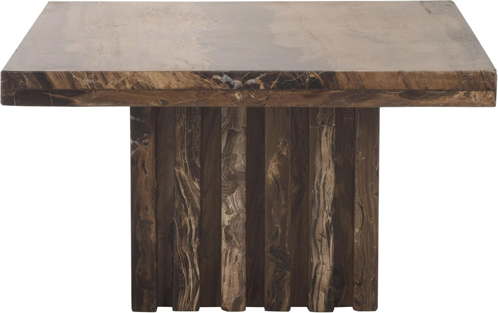 SAFAVIEH Couture Collection - Olivia Brown Marble Accent Table, Square Pedest...